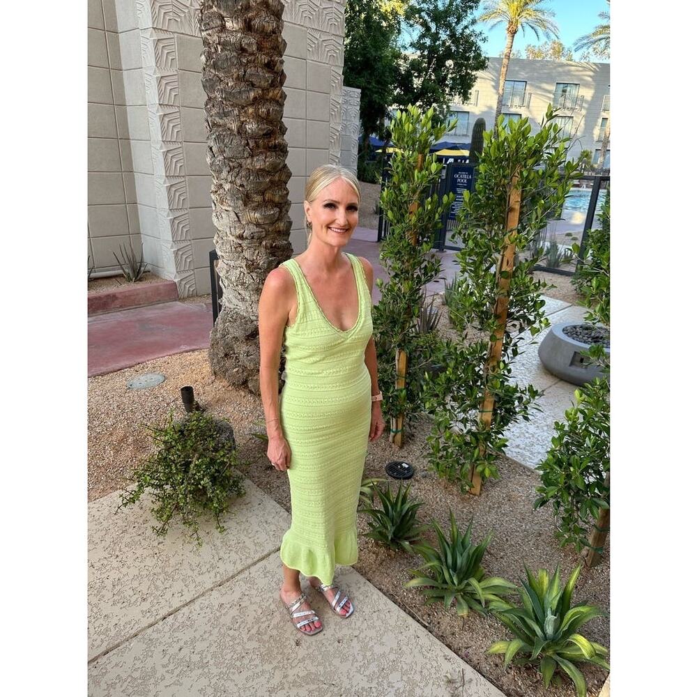 AMANDA UPRICHARD Green Cotton Crochet Beachy Lainey Midi Dress Size Medium - Picture 12 of 13
